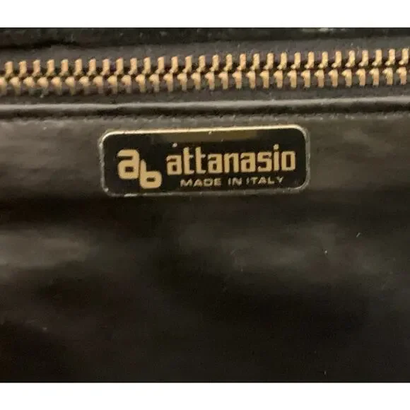 70's 80s Black Italian Patent Leather Shoulder Bag ClutchItaly